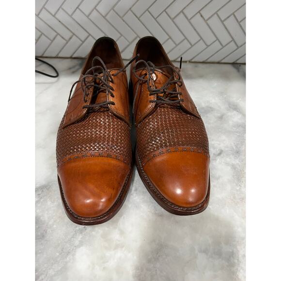 Allen Edmonds Woven Leather Cap Toe Oxford 9D Chestnut Brown Dress Shoes USA main image 2